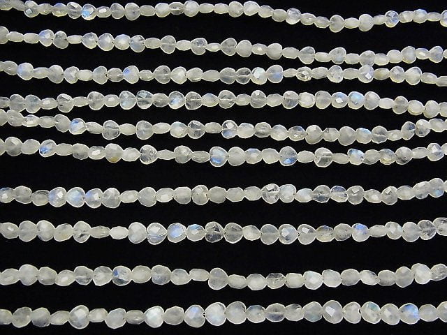 [Video] High Quality Rainbow Moonstone AA++ Vertical Hole Heart cut 6x6mm half or 1strand beads (aprx.6inch / 16cm)