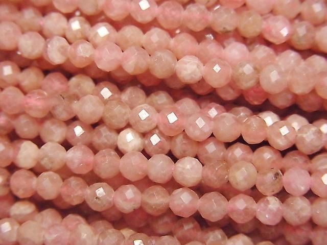 [Video] High Quality! Argentine Rhodochrosite AA+ Faceted Round 3mm 1-strand beads (approx. 15 inches/37 cm)