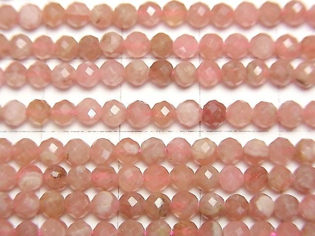 [Video] High Quality! Argentine Rhodochrosite AA+ Faceted Round 3mm 1-strand beads (approx. 15 inches/37 cm)