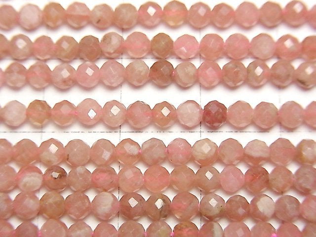 [Video] High Quality! Argentina Rhodochrosite AA+ Faceted Round 3mm 1strand beads (aprx.15inch / 37cm)