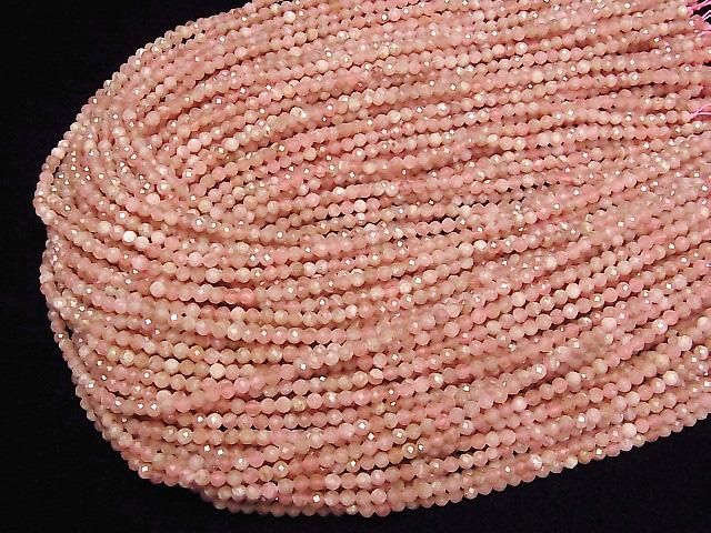 [Video] High Quality! Argentine Rhodochrosite AA+ Faceted Round 3mm 1-strand beads (approx. 15 inches/37 cm)