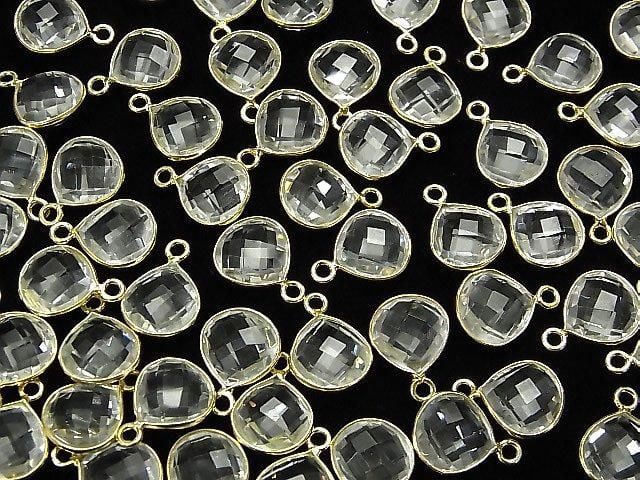 高品質水晶 AAA 爪鑲栗子形 11x11mm 18KGP 2個