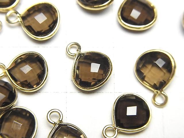 [Video]High Quality Smoky Quartz AAA Bezel Setting Chestnut Shape 9x9mm 18KGP 2pcs