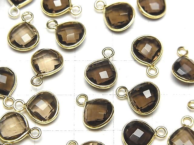 [Video]High Quality Smoky Quartz AAA Bezel Setting Chestnut Shape 9x9mm 18KGP 2pcs