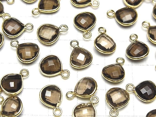 [Video]High Quality Smoky Quartz AAA Bezel Setting Chestnut Shape 9x9mm 18KGP 2pcs