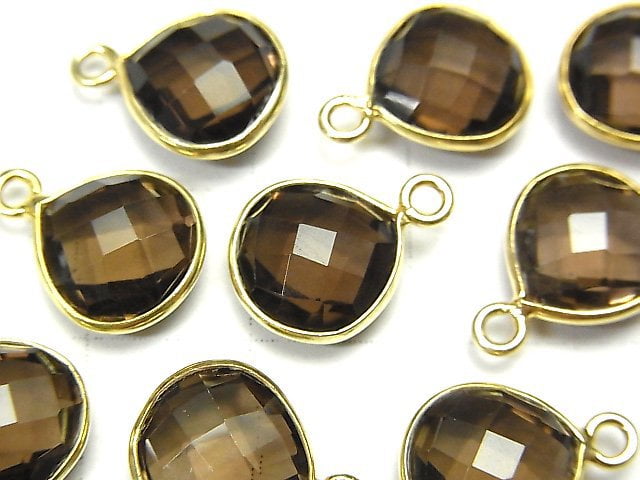 [Video] High Quality Smoky Quartz AAA Bezel Setting Chestnut Shape 11x11mm 18KGP 3pcs