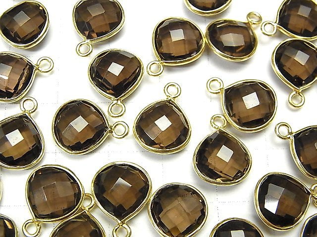 [Video] High Quality Smoky Quartz AAA Bezel Setting Chestnut Shape 11x11mm 18KGP 3pcs