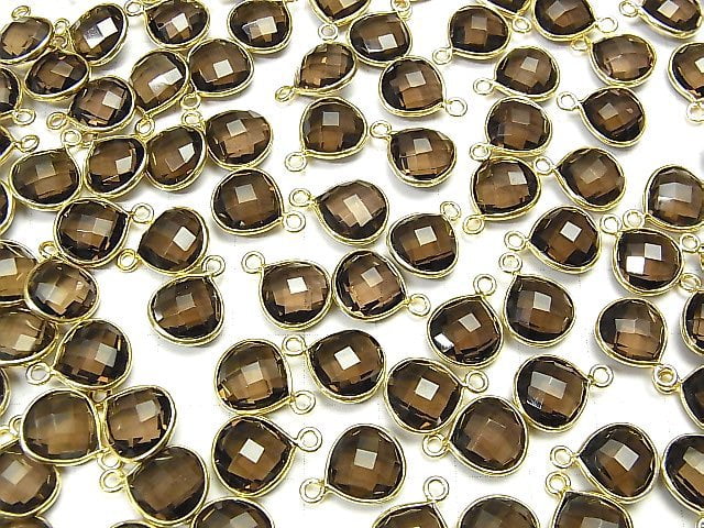 [Video] High Quality Smoky Quartz AAA Bezel Setting Chestnut Shape 11x11mm 18KGP 3pcs