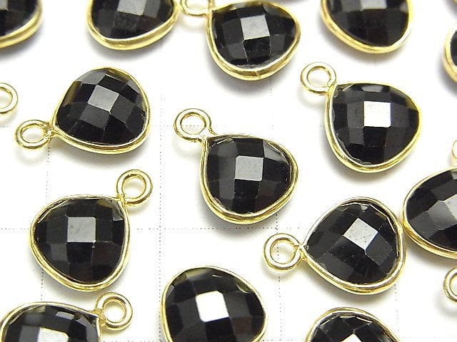 [Video]High Quality Black Spinel AAA Bezel Setting Chestnut Shape 9x9mm 18KGP 3pcs