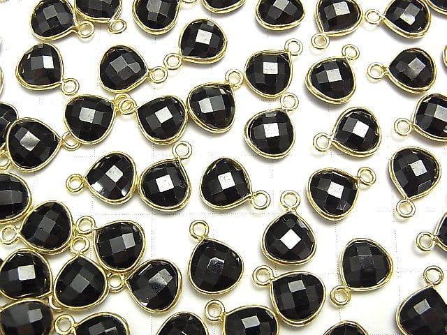 [Video]High Quality Black Spinel AAA Bezel Setting Chestnut Shape 9x9mm 18KGP 3pcs