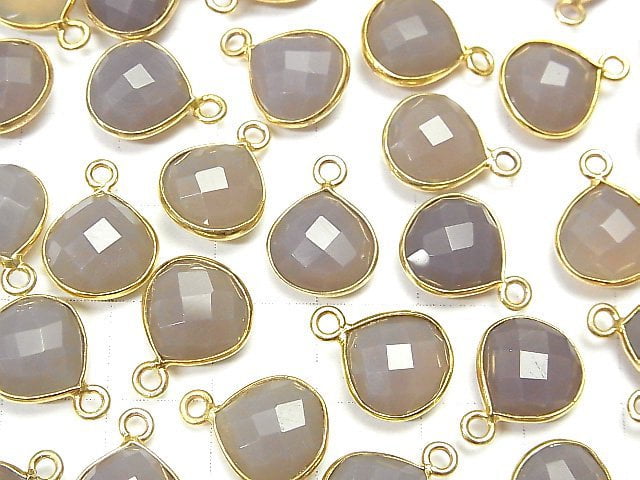 [Video] High Quality Gray Onyx AAA Bezel Setting Chestnut Shape 11x11mm 18KGP 2pcs