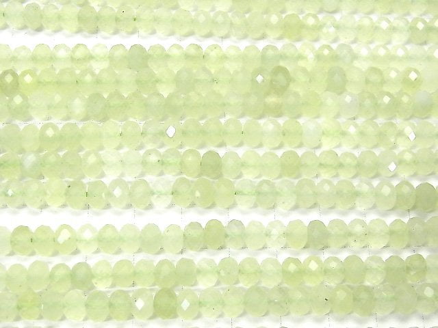[Video] High Quality! New Jade AAA Faceted Button Rondelle 6x6x4mm 1strand beads (aprx.15inch / 37cm)