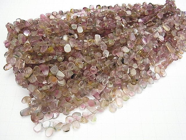 [Video] High Quality Bicolor Tourmaline AA++ Slice Nugget [Pink Color] half or 1strand beads (aprx.13inch / 32cm)