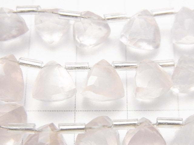 [Video]High Quality Rose Quartz AAA- 3D Triangle Cut 1strand beads (aprx.6inch/14cm)