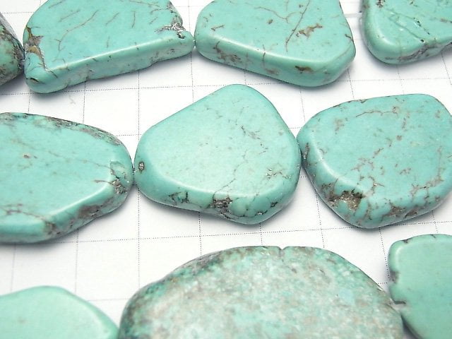 Magnesite Turquoise Slice Nugget Central hole 1strand beads (aprx.14inch / 35cm)