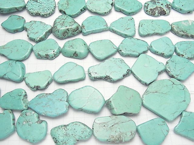 Magnesite Turquoise Slice Nugget Central hole 1strand beads (aprx.14inch / 35cm)