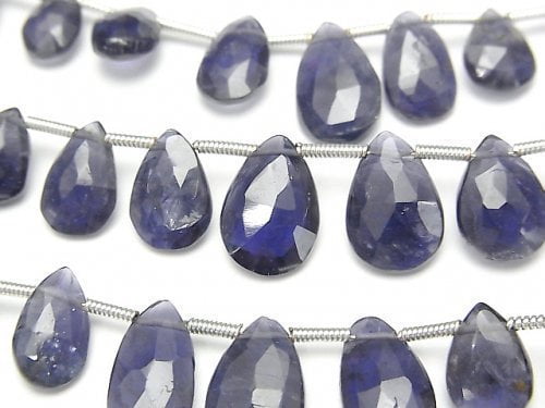 Faceted Briolette, Iolite, Pear Shape Gemstone Beads