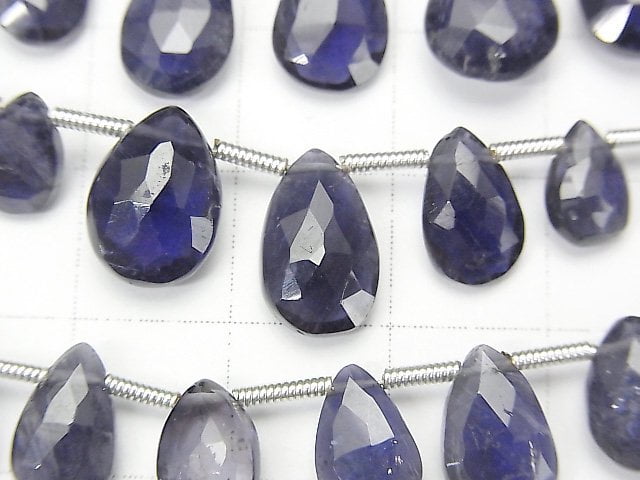 [Video] High Quality Iolite AA++ Pear shape Faceted Briolette 1strand beads (aprx.7inch / 17cm)