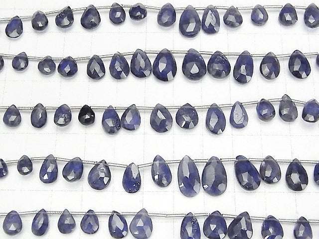 [Video] High Quality Iolite AA++ Pear shape Faceted Briolette 1strand beads (aprx.7inch / 17cm)