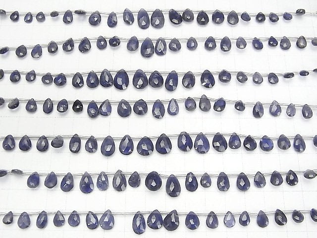 [Video] High Quality Iolite AA++ Pear shape Faceted Briolette 1strand beads (aprx.7inch / 17cm)