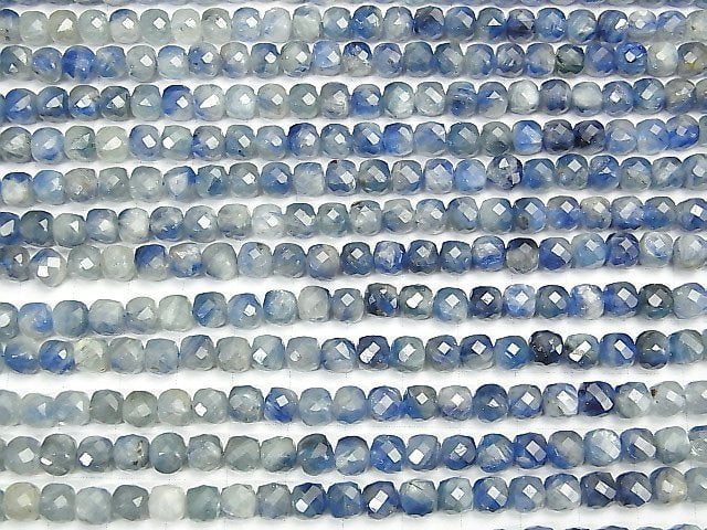 [Video] High Quality! Kyanite AA+ Cube Shape 6x6x6mm half or 1strand beads (aprx.15inch / 38cm)