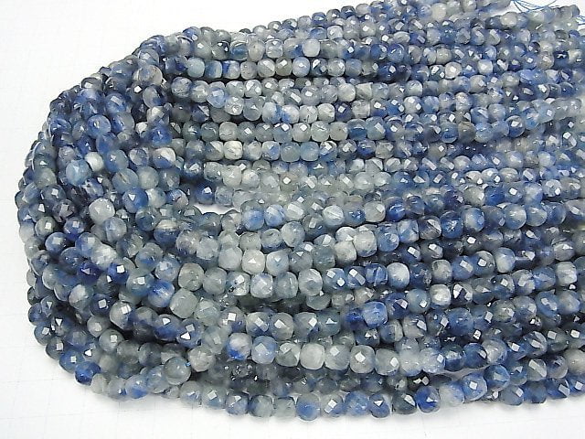 [Video] High Quality! Kyanite AA+ Cube Shape 6x6x6mm half or 1strand beads (aprx.15inch / 38cm)