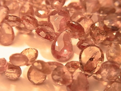 Faceted Briolette, Garnet, Pear Shape Gemstone Beads