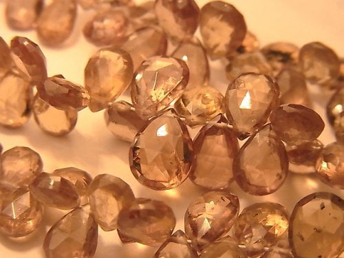 Faceted Briolette, Garnet, Pear Shape Gemstone Beads