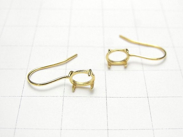 [Video]Silver925 Earwire Frame (Prong Setting)Oval 6x4mm 18KGP 1pair