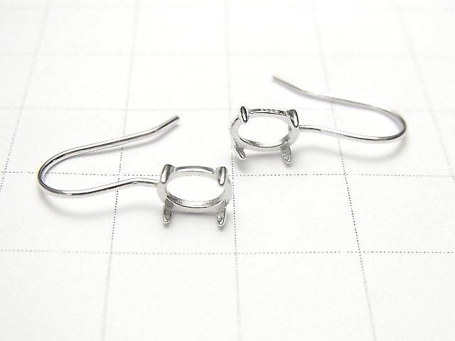 [Video]Silver925 Earwire Frame (Prong Setting)Oval 6x4mm Rhodium Plated 1pair