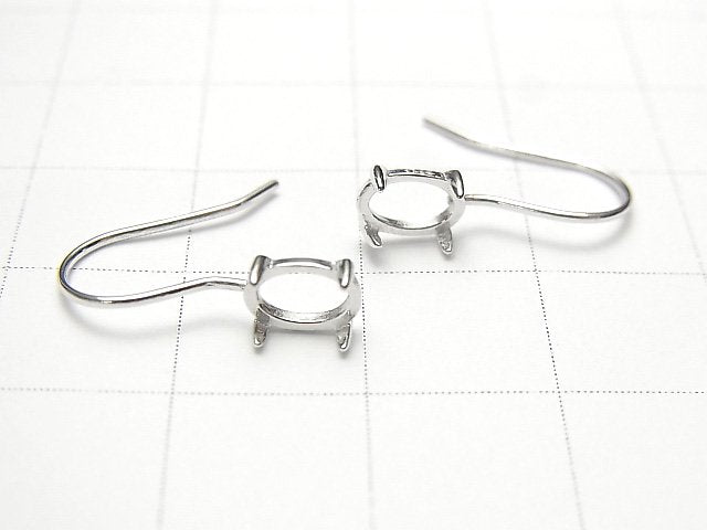 [Video] Silver925 Earwire Frame (Prong Setting) Oval 6x4mm Rhodium Plated 1pair