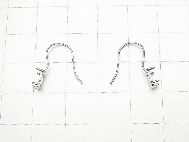 [Video]Silver925 Earwire Frame (Prong Setting)Oval 6x4mm Rhodium Plated 1pair