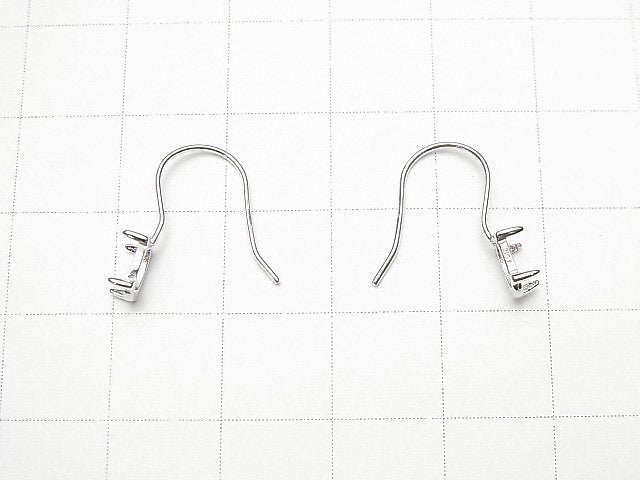 [Video]Silver925 Earwire Frame (Prong Setting)Oval 6x4mm Rhodium Plated 1pair