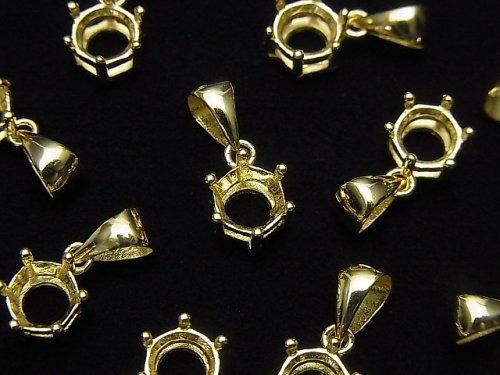 [Video] Silver925 6pcs Claw Pendant Frame Round Faceted 6mm 1pc 18KGP