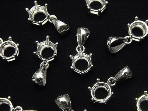 [Video]Silver925 6pcs Claw Pendant Frame Round Faceted 6mm Rhodium Plated 1pc