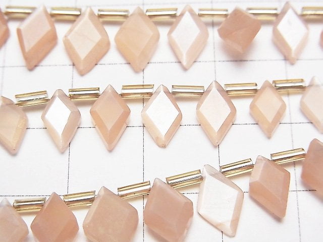 [Video]High Quality Peach Moonstone AAA- Diamond Shape 1strand beads (aprx.7inch/18cm)