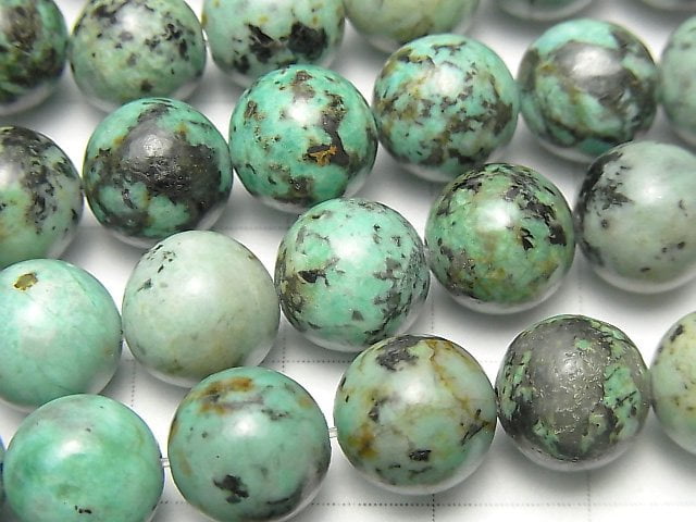 [Video] African Turquoise Round 10mm half or 1strand beads (aprx.15inch / 36cm)