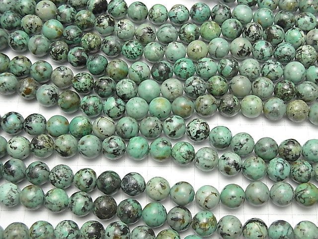 [Video] African Turquoise Round 10mm half or 1strand beads (aprx.15inch / 36cm)