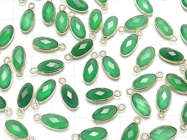 [Video] Green Onyx AAA Bezel Setting Faceted Oval 13x7mm 18KGP 2pcs