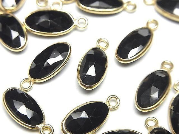 [Video]High Quality Black Spinel AAA Bezel Setting Faceted Oval 12x7mm 18KGP 2pcs