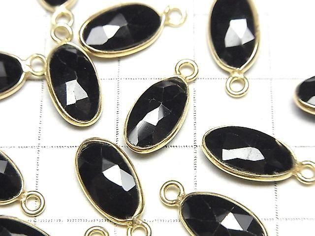 [Video]High Quality Black Spinel AAA Bezel Setting Faceted Oval 12x7mm 18KGP 2pcs