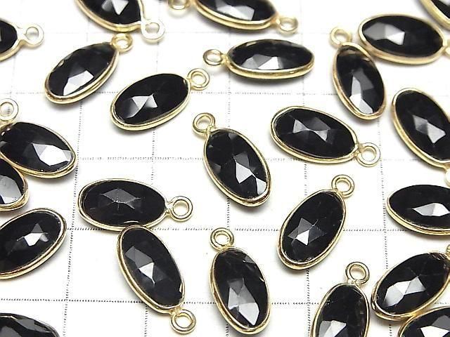 [Video]High Quality Black Spinel AAA Bezel Setting Faceted Oval 12x7mm 18KGP 2pcs
