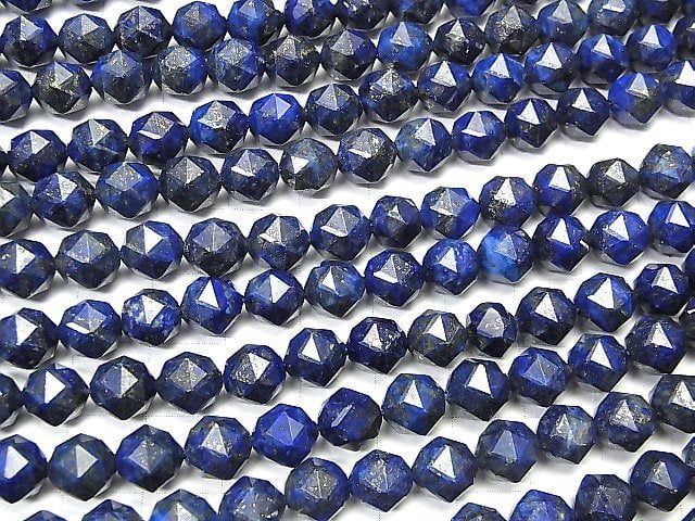 [Video] High Quality! Lapislazuli AA+ Star Faceted Round 8mm half or 1strand beads (aprx.15inch / 37cm)