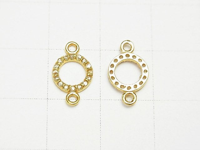 [Video] Diamond Coin Charm 8x8x1.5mm [Both Side] 18KGP 1pc