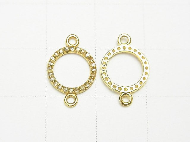 [Video] Diamond Coin Charm 10x10x1.5mm [Both Side] 18KGP 1pc