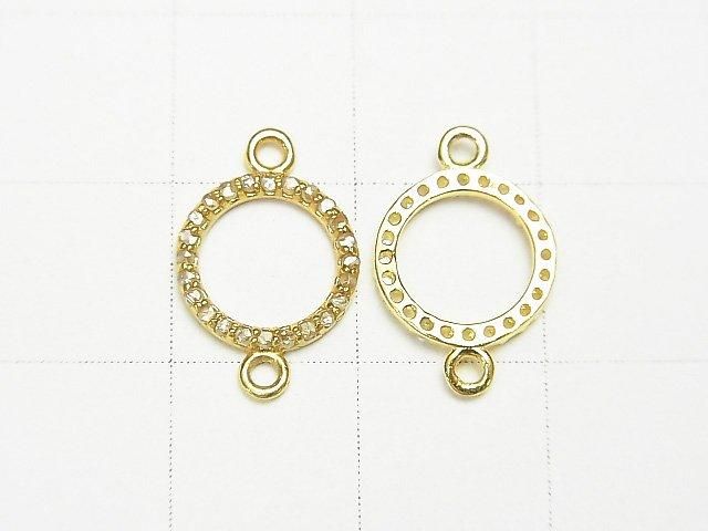 Breloque pièce diamant 10x10x1.5mm [double face] Plaqué or 18 carats 1 pièce