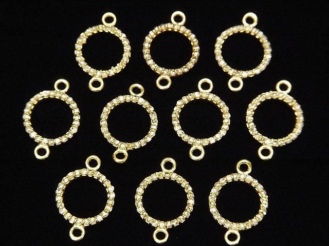 Breloque pièce diamant 10x10x1.5mm [double face] Plaqué or 18 carats 1 pièce