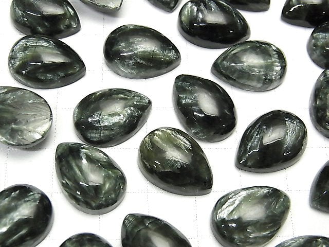 [Video] Seraphinite AAA Pear shape Cabochon 18x13mm 1pc