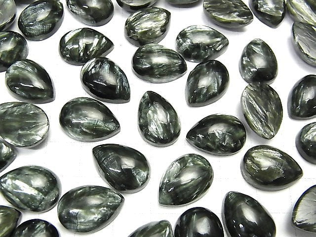 [Video] Seraphinite AAA Pear shape Cabochon 18x13mm 1pc