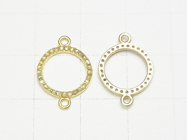 [Video] Diamond Coin Charm 12x12x1.5mm [Both Side] 18KGP 1pc